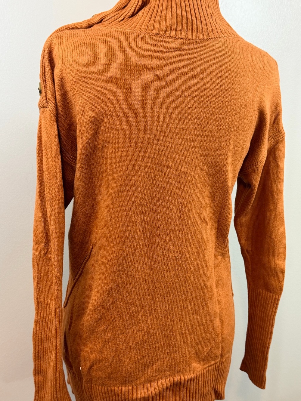 Talbots Rust Button-Shoulder Mock Neck Sweater | Fall Classic - Picture 6 of 9